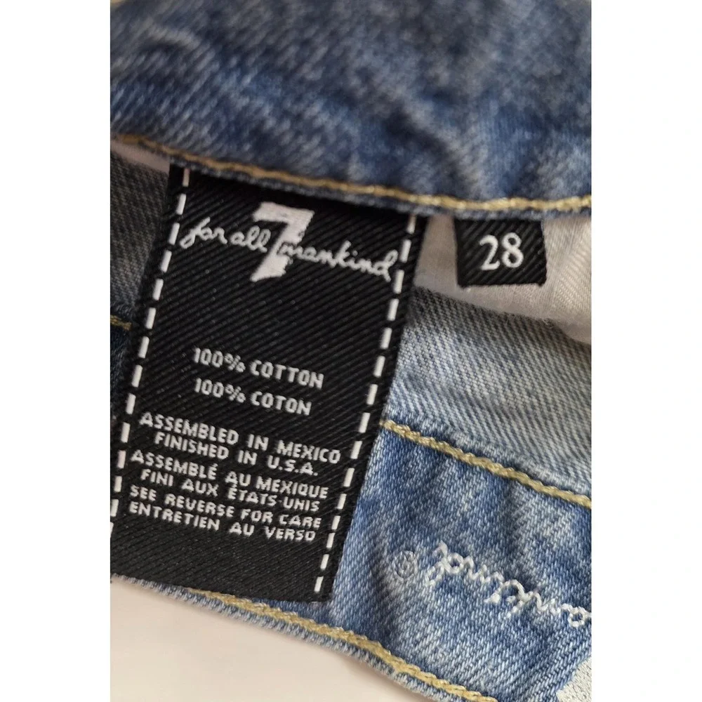 7 For All Mankind High Rise Two Tone Frayed Hem Denim‎ Shorts Women's Size 28x3